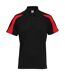 AWDis Just Cool Mens Short Sleeve Contrast Panel Polo Shirt (Jet Black/Fire Red)