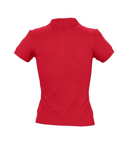 SOLS Womens/Ladies People Pique Short Sleeve Cotton Polo Shirt (Red)