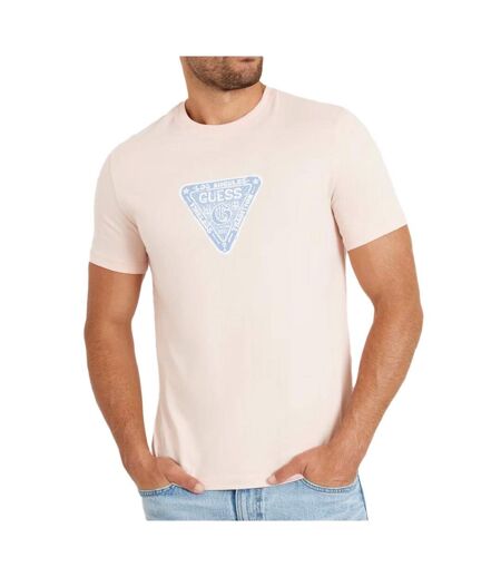 T-shirt Rose Homme Guess Small Triangle Logo - L