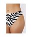 Gorgeous Womens/Ladies Zebra Print Ring Detail Bikini Bottoms (White/Black) - UTDH5437