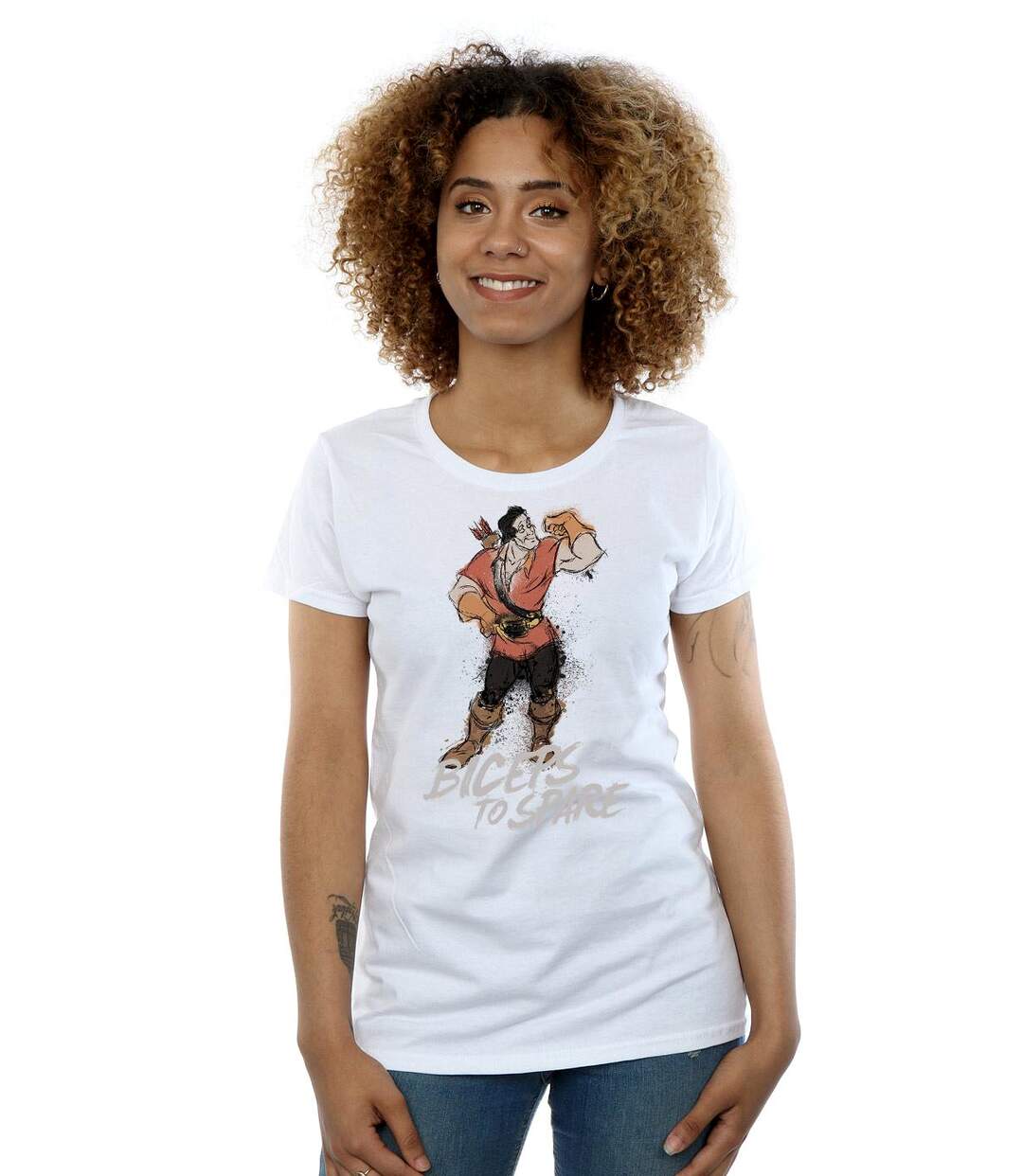 Disney - T-shirt BEAUTY AND THE BEAST GASTON BICEPS TO SPARE - Femme (Blanc) - UTBI14710-2