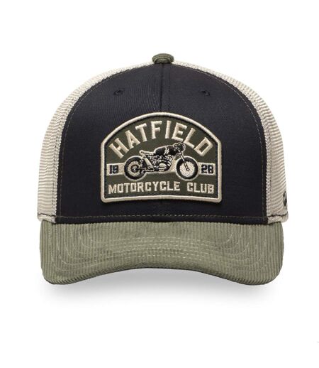 Casquette trucker avec filet bi-matière semi curved avec patch Moto Hatfield