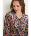 Robe courte velours ras fleuri col V évasée-3