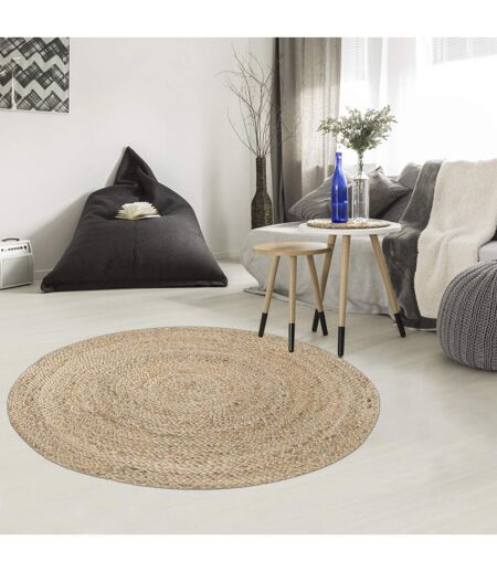 Tapis rond tissé en jute motif uni JUTERON