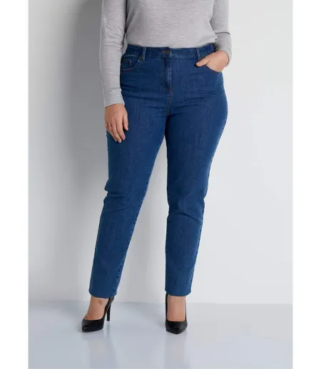 Jean 5 poches ceinture extensible coton stretch