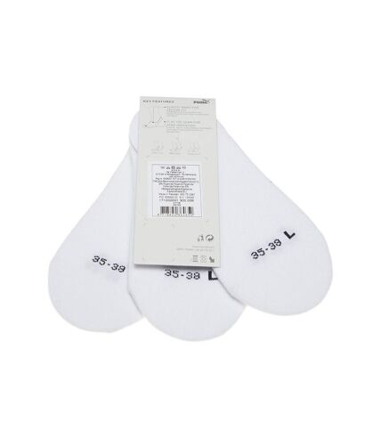 Chaussette Protège-pieds - Lot de 3 - Coutures plates - Respirantes - Fine - Coton - Blanc - INVIS