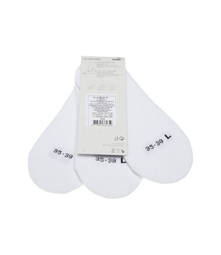 Chaussette Protège-pieds - Lot de 3 - Coutures plates - Respirantes - Fine - Coton - Blanc - INVIS