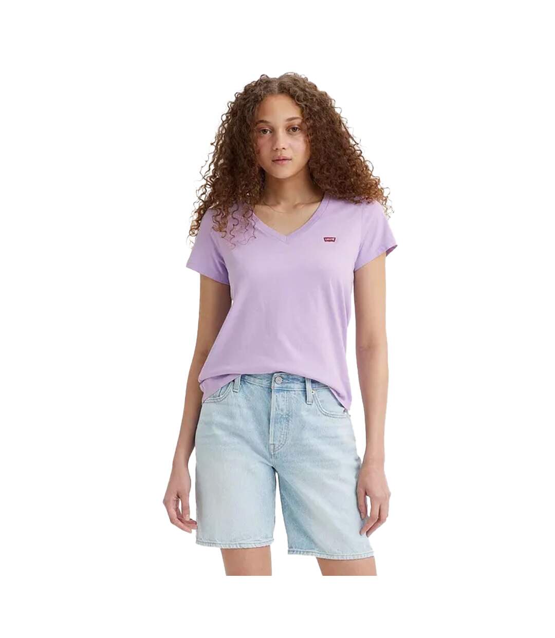 Womens/ladies Perfect V Neck T-shirt Lilac Levis-3