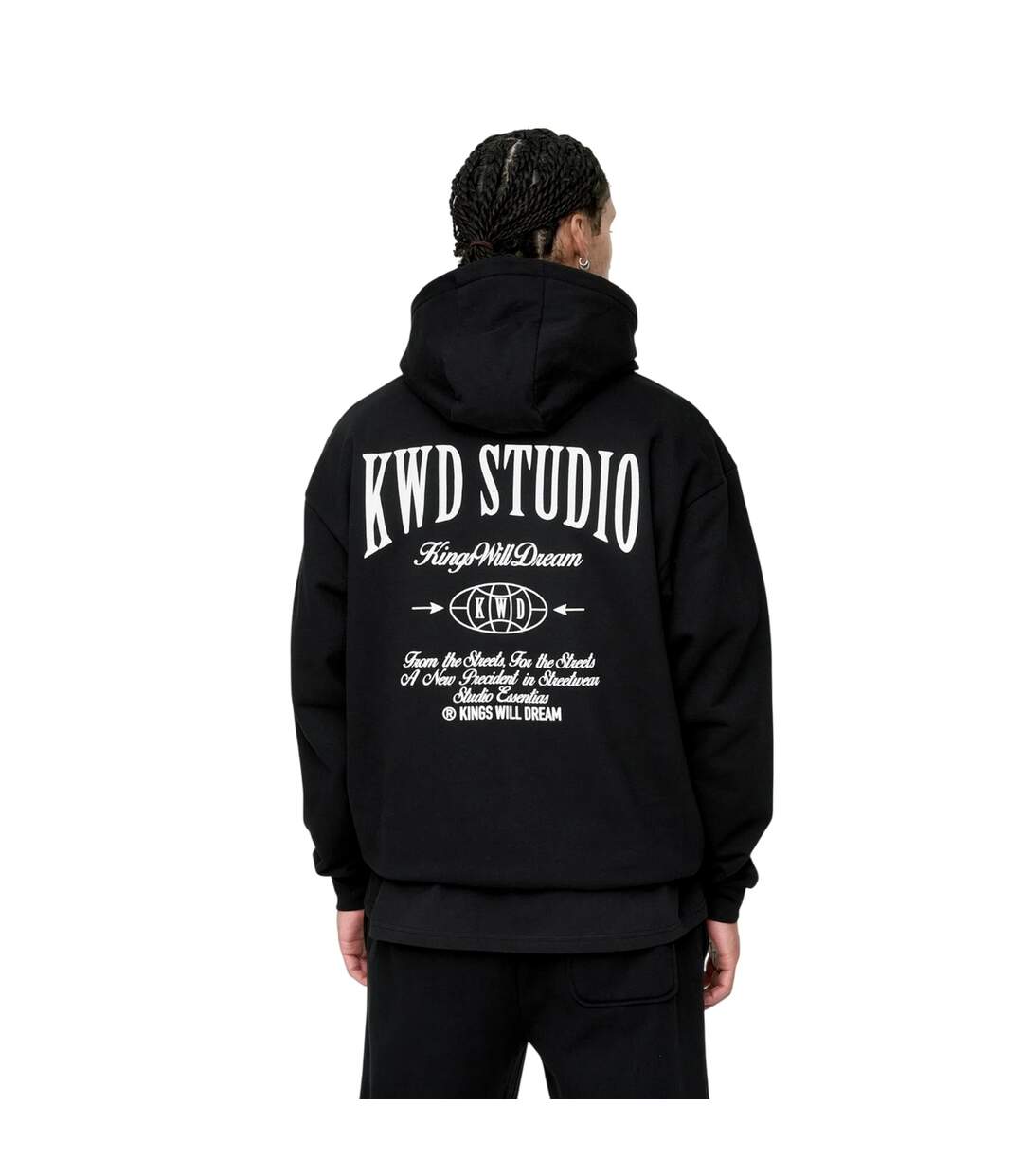 Mens Studio Studios Back Print Hoodie Black Kings Will Dream-3