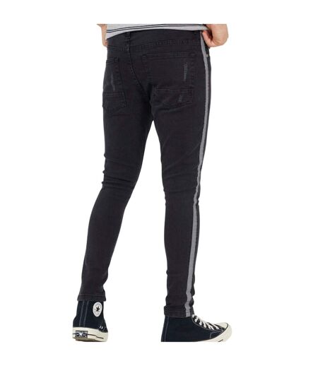 Mens Denim Button Fly Skinny Jeans Charcoal Brave Soul