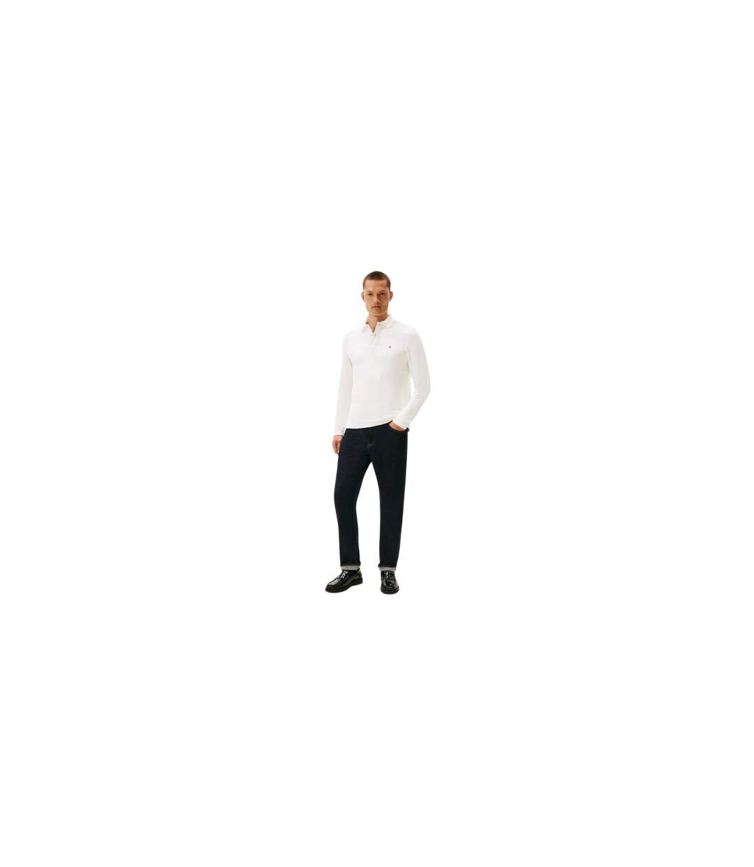 Mens Herringbone Regular Polo Shirt Ecru Tommy Hilfiger-1