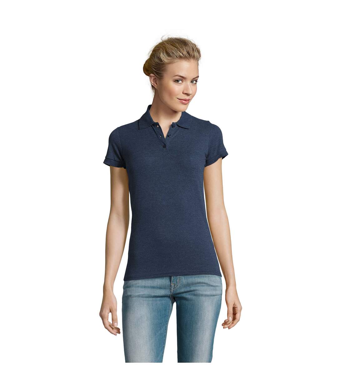 Polo Perfect Femme Bleu Denim Chiné SOLS-2