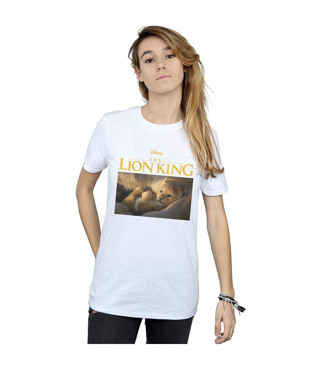 Disney Womens/Ladies The Lion King Movie Baby Simba Photo Cotton Boyfriend T-Shirt (Blanc) - UTBI29162-2