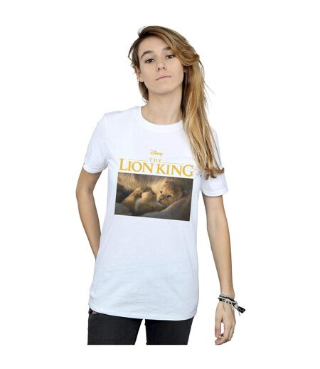 Disney Womens/Ladies The Lion King Movie Baby Simba Photo Cotton Boyfriend T-Shirt (Blanc) - UTBI29162