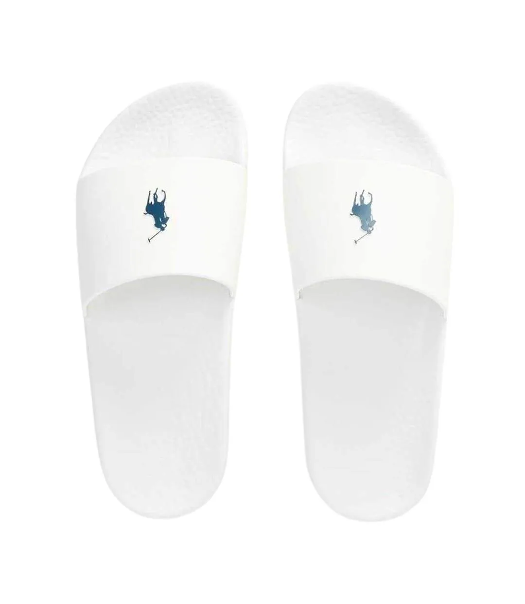 Claquettes Polo Femme Blanc Bleu Marine Ralph Lauren-3