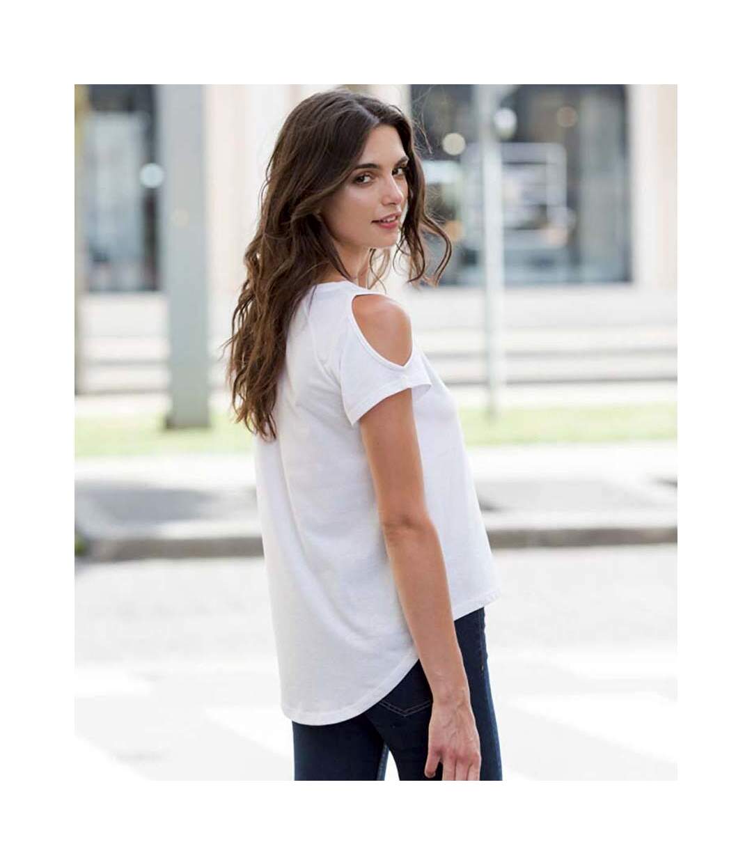 T-shirt à épaules dénudées femme blanc SF