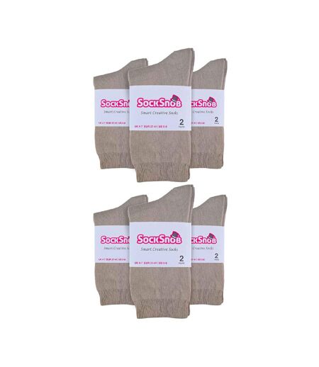 12 Pairs Ladies Plain Coloured Cotton Rich Dress Socks