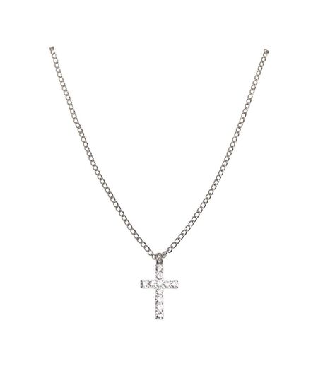 Diamond Cross Necklace One Size Silver Urban Classics