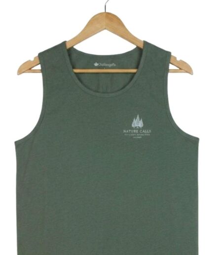Débardeur homme Challenger SINCERE vert kaki — Confort pur coton jersey peigné