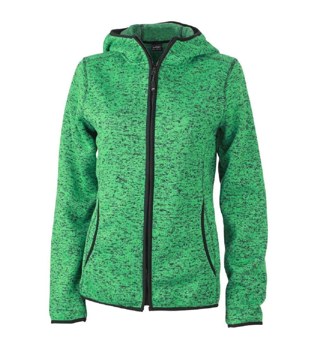 Veste tricot polaire à capuche FEMME- JN588 - vert clair chiné-1