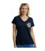 Womens/ladies no rain no flowers slub pocket t-shirt navy Weird Fish-3