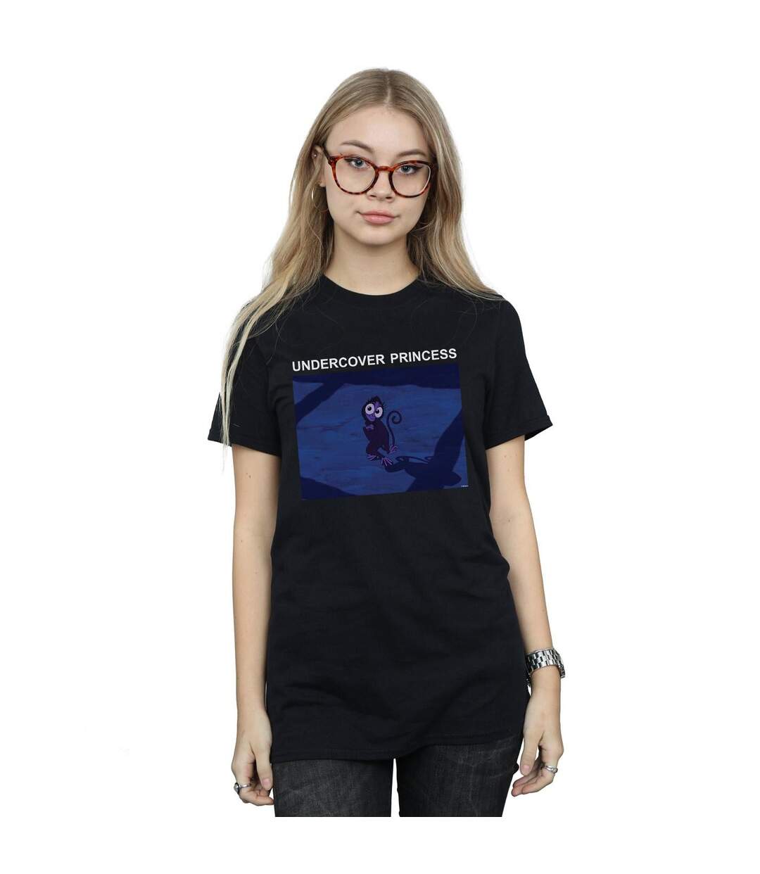 Disney Femme/Les femmes Aladdin Undercover Princess Cotton Boyfriend T-Shirt (Noir) - UTBI42758-2