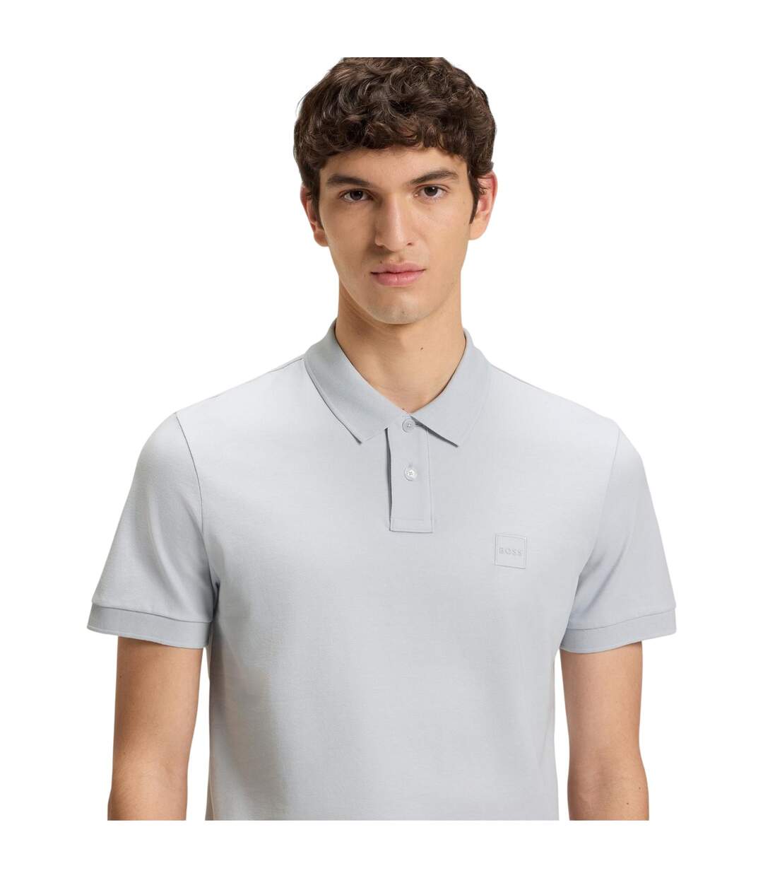 Polo Motif/style Logo Rectangulaire Passenger Homme Gris Clair Boss-4