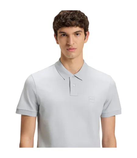 Polo Motif/style Logo Rectangulaire Passenger Homme Gris Clair Boss