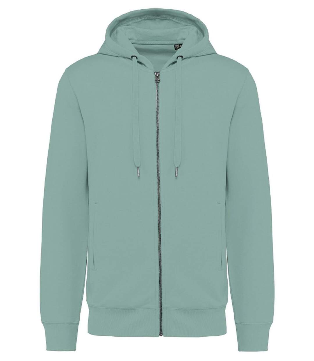 Sweat shirt zippé à capuche coton bio - Mixte - K4008 - vert amande