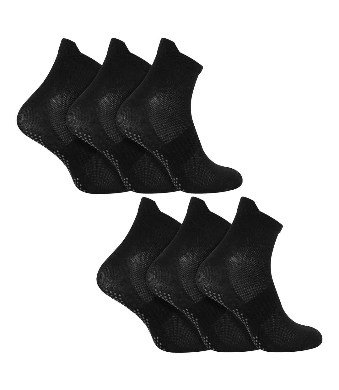 6 Pack Mens Yoga Pilates Non Slip Socks | Breathable Cushioned Gym Socks-3