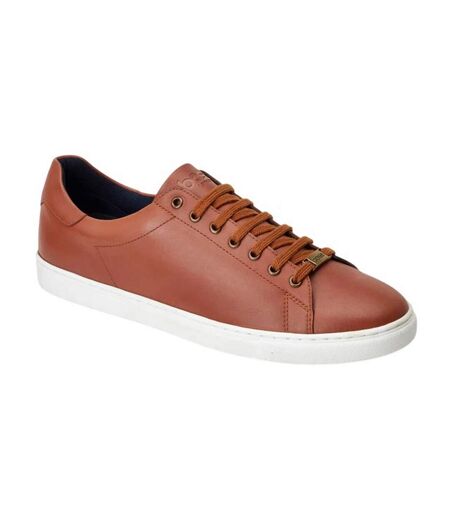 Mens Tucker Leather Soft Trainers Burnt Tan Base London