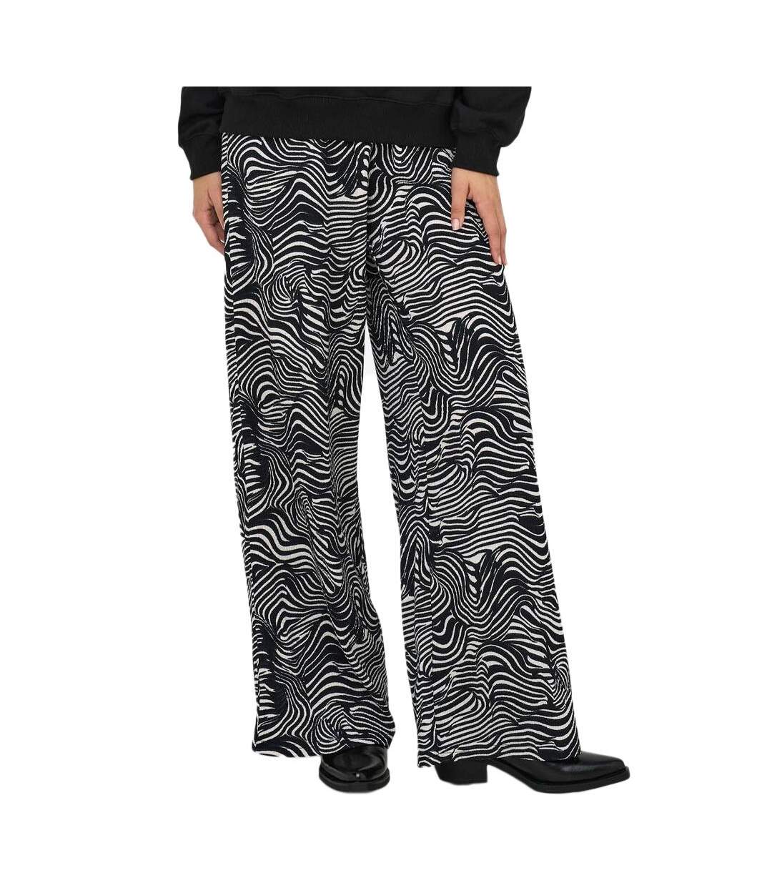 Pantalon fluide beige/noir femme jdy debbie - l-l32-1