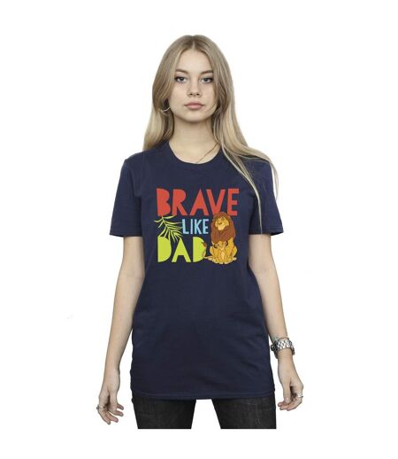 Disney Womens/Ladies The Lion King Brave Like Dad Cotton Boyfriend T-Shirt (Bleu marine) - UTBI29570