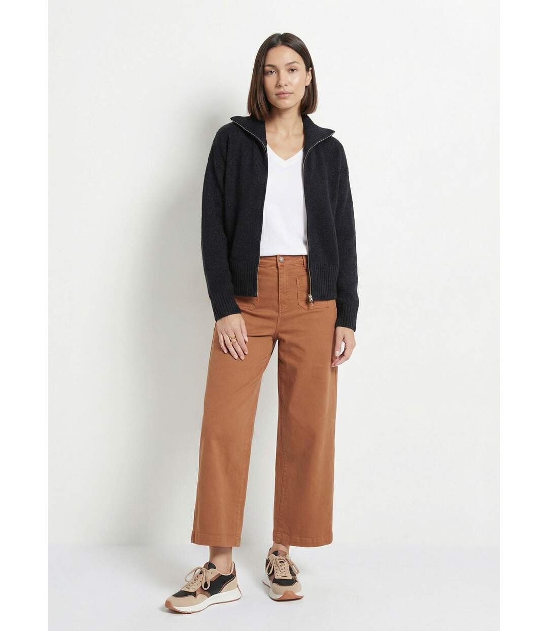 Pull zippé en maille avec col montant-3
