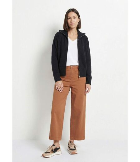 Pull zippé en maille avec col montant