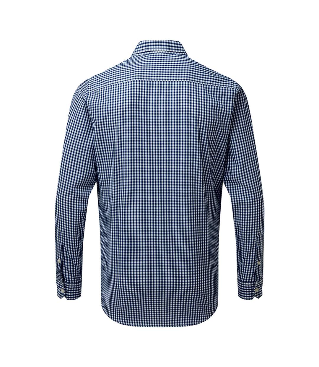 Mens maxton checked long-sleeved shirt navy/white Premier-2