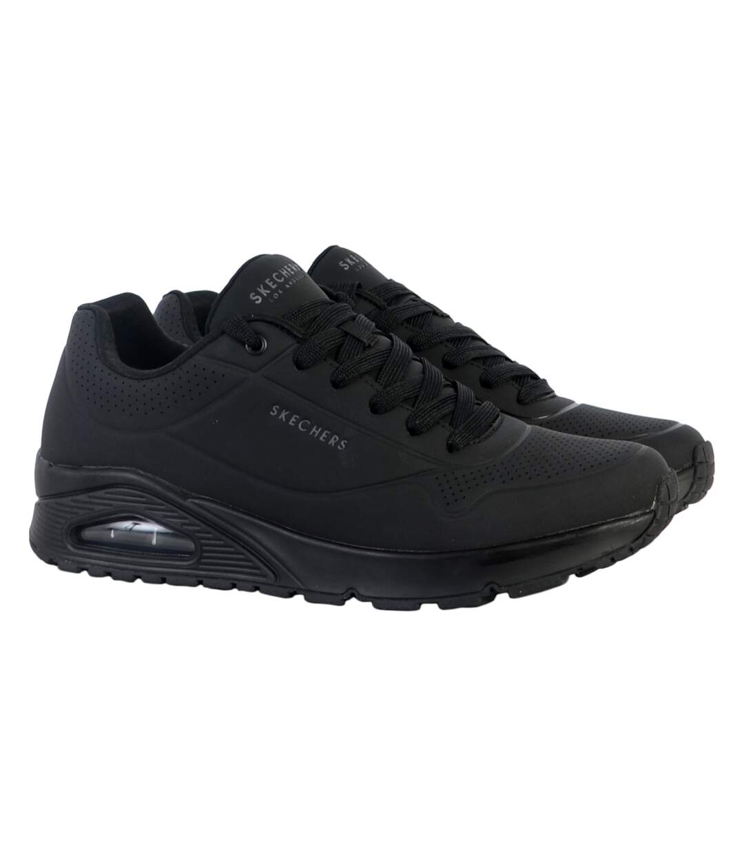 Mens Uno Synthetic Leather Trainers White Skechers-3