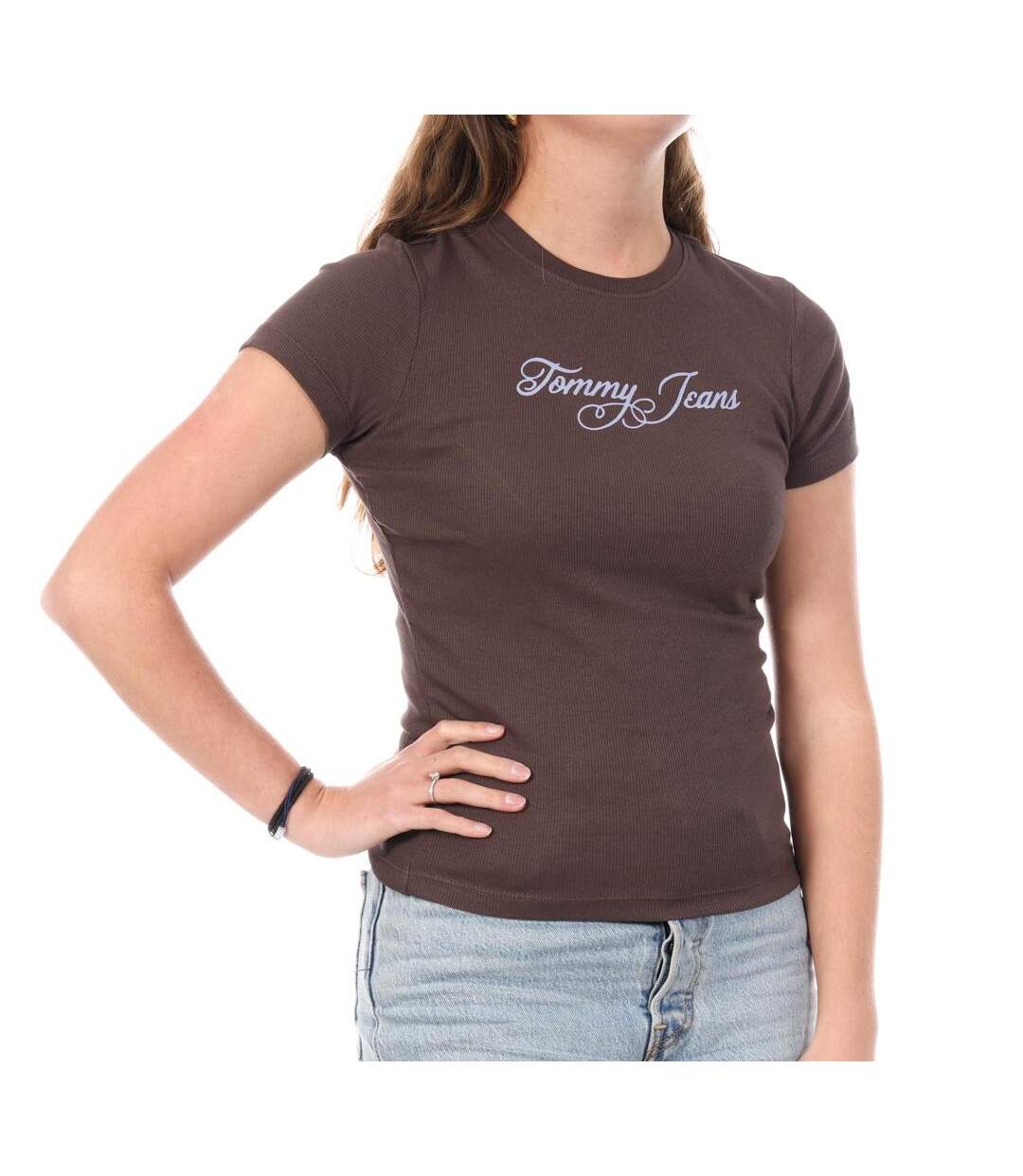 T-Shirt marron femme tommy hilfiger dw0dw21838-1