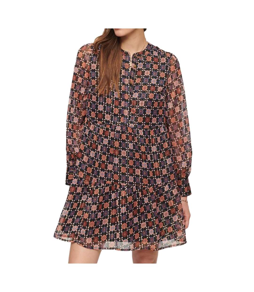 Robe Noire à Motifs Femme Superdry Long Sleeve - L-1