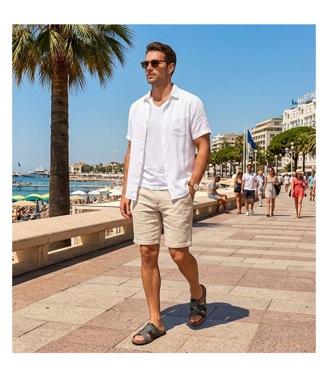 OZABI Sandales homme sangles croisées confort mémoire de forme-5