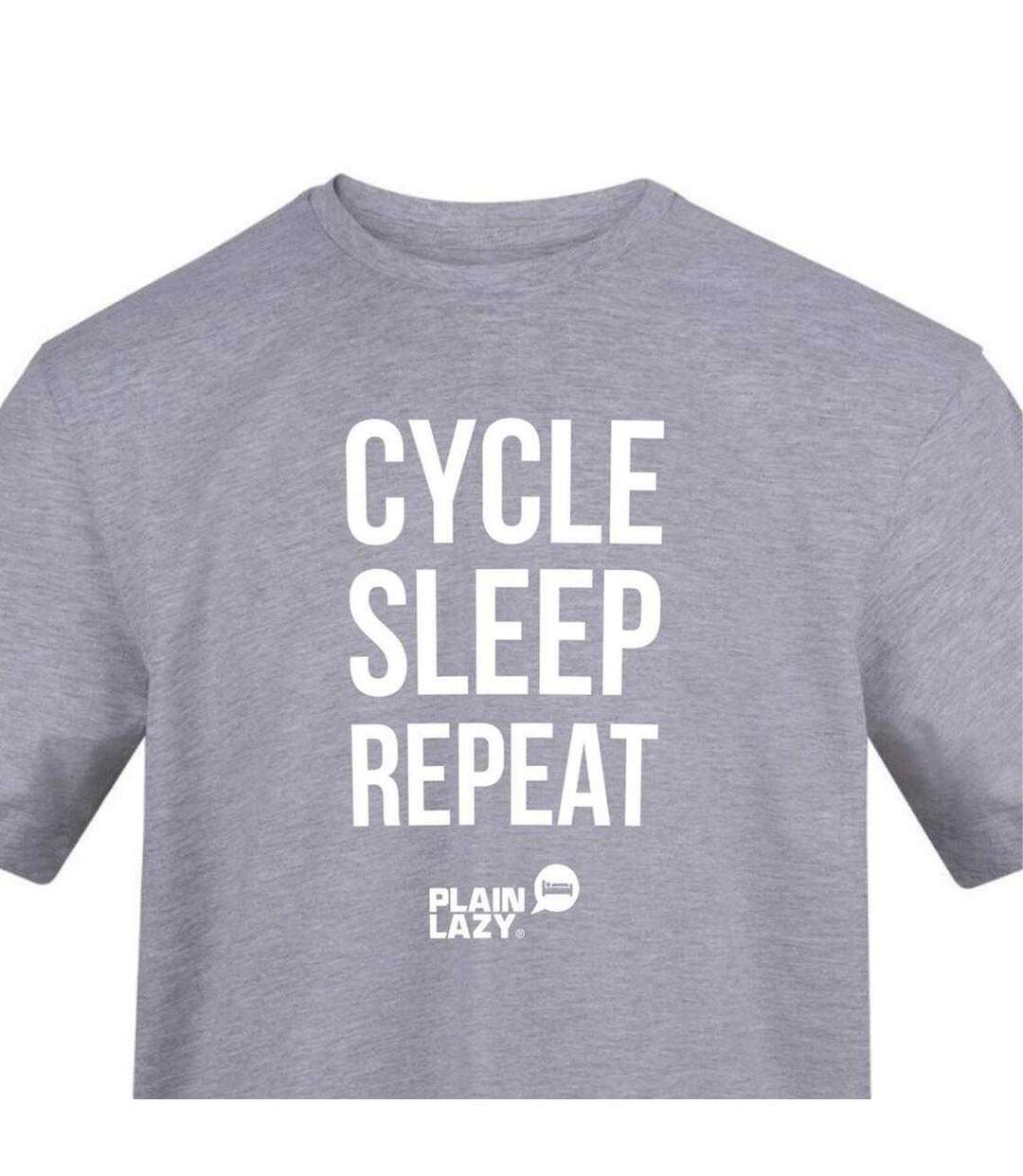 T-shirt Motif/style Imprimé Cycle Sleep Repeat Homme Gris Plain Lazy-3