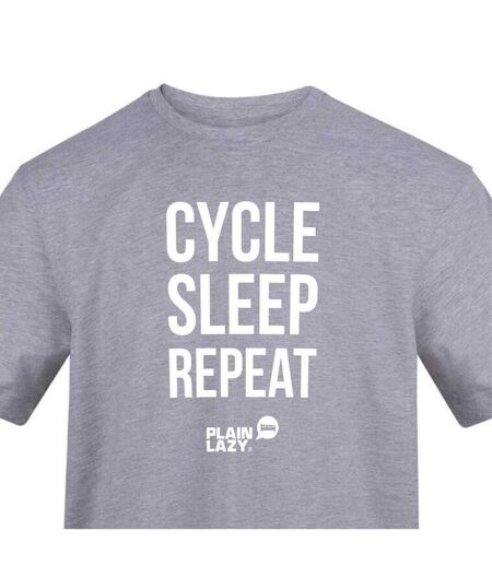 T-shirt Motif/style Imprimé Cycle Sleep Repeat Homme Gris Plain Lazy