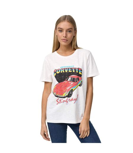T-shirt Motif/style Contrasté Femme Blanc Cassé X