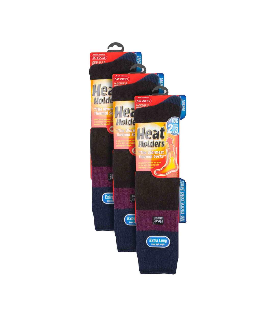 3 Pack Ladies Winter 2.3 TOG Thermal Long Knee High Ski Socks-2