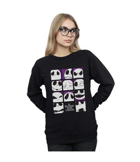 Disney Sweatshirt Square Nightmare Before Christmas Many Faces Of Jack Femme/Ladies (Noir) - UTBI31684