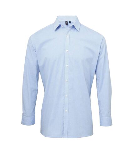 Chemise à carreaux manches longues - Homme - PR220 - bleu clair