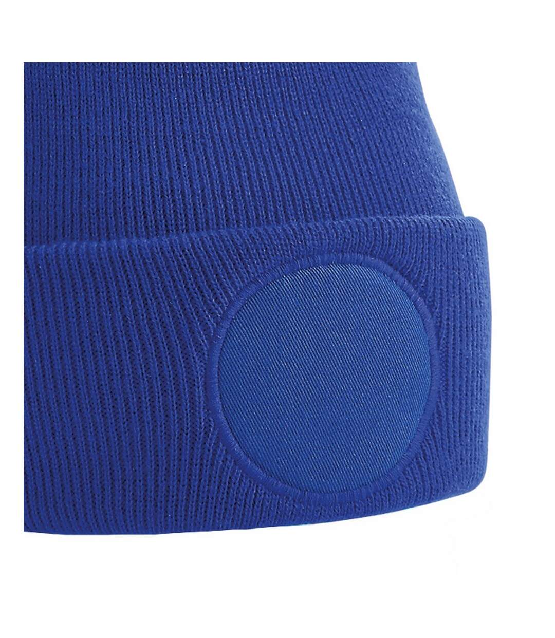 Unisex circular patch cuffed beanie bright royal Beechfield-2