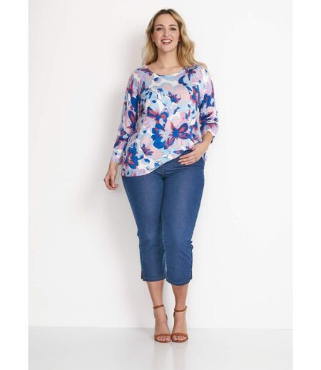 Pull manches 3/4 imprimé floral