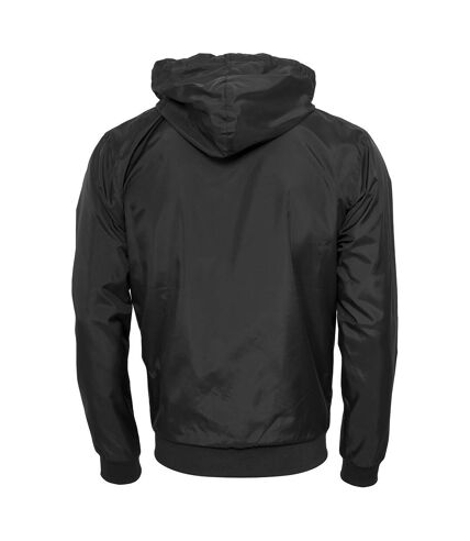 Build Your Brand Mens Zip Up Wind Runner Jacket (Black/White) - UTRW5676