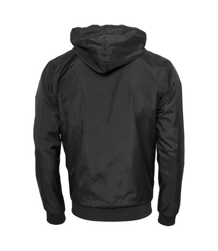 Build Your Brand Mens Zip Up Wind Runner Jacket (Black/White) - UTRW5676